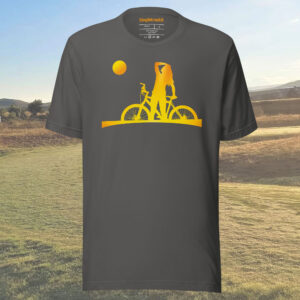 Golden Female Mountain Bike Rider T-Shirt
